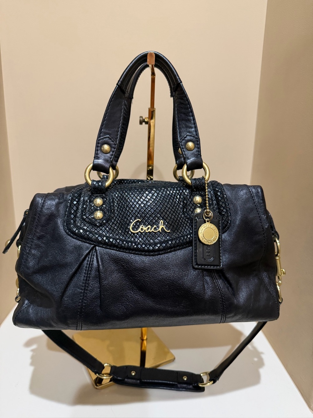 Coach Ashley Leather Python Embossed Satchel Y2K